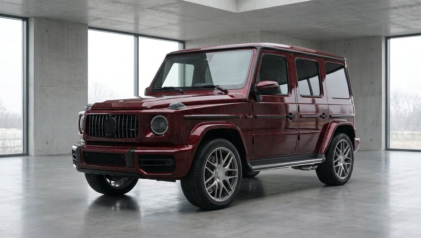 AI-generated lifestyle shot of the wrapped car in an outdoor setting